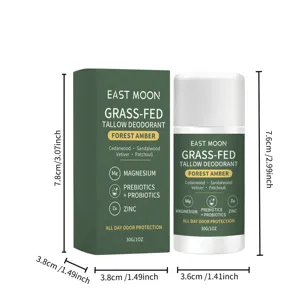 EAST MOON grass-fed tallow deodorant stick 30g forest amber long-lasting odor protection
