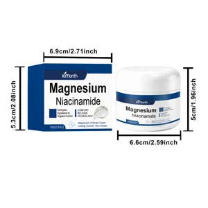 Vue détaillée montrant les dimensions et le design de l'emballage de la crème corporelle magnésium.