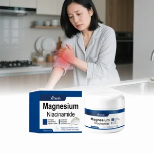 Vue détaillée de la crème corporelle au magnésium apaisante, soin idéal pour le confort.