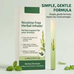 Portable nicotine-free herbal inhaler stick providing natural airway and lung support