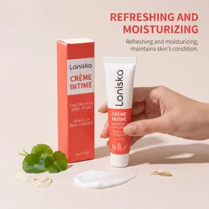Laniska Intimkörpercreme Detail zeigt glatte Textur, erfrischende und feuchtigkeitsspendende.