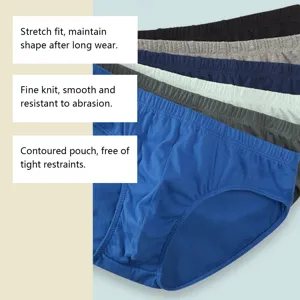 Macro view of multi-color men's cotton briefs showing fine knit texture and stretch fit