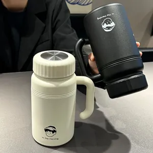 Premium 316 stainless steel insulated coffee mug with handle and cute boy design