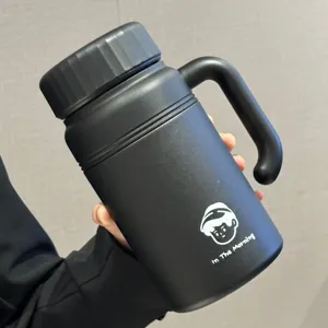Große 316 Edelstahl Isolierflasche mit praktischem Tragegriff für unterwegs im Alltag
