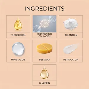 Infografía detallada de los ingredientes del parche de cuidado de la piel de silicona.