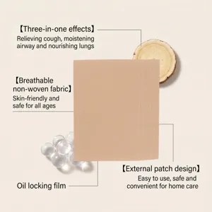 Herbal body care patch detail showcasing breathable non-woven fabric and oil locking film design.