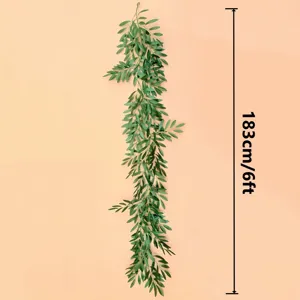 Close-up of 183cm/6ft artificial olive vine garland for fireplace and home wall decor