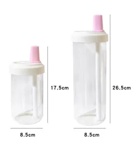 Detail view showing size dimensions of the minimalist straw cold brew plastic cup