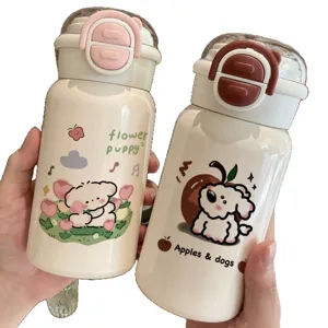 Simpatico thermos in acciaio inox 316 con cannuccia e dolce design a cucciolo per bimbi