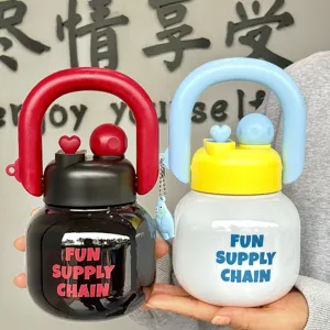 Large Capacity Plastic Water Bottle With Straw Dual Drink Portable Cute Big Belly Cup For Sports Outdoor Women