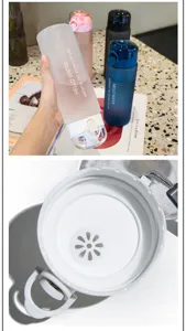Outdoor sports portable plastic water bottle with bounce lid, large capacity matte fitness cup.