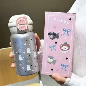 Bottiglia termica in acciaio inossidabile carina con design di cucciolo e confezione regalo.