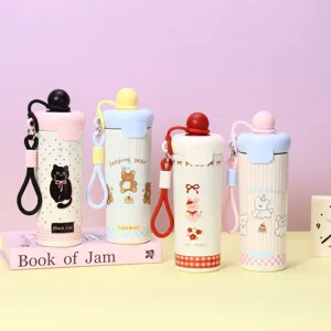 Tasse Thermos à Balle Flottante de Dessin Animé en Acier Inoxydable 316 Bouteille d'Eau de Sport Portable avec Paille pour Étudiants Extérieur