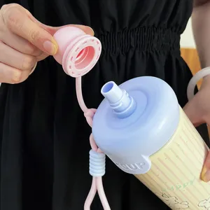 Large capacity 316 stainless steel straw thermos cup portable outdoor cartoon water bottle