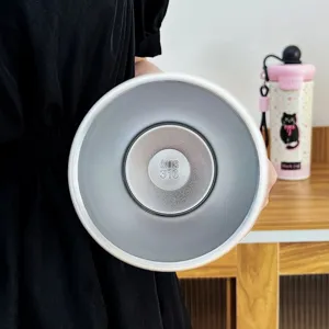 Stainless steel thermos cup interior view, high capacity portable insulated coffee mug.