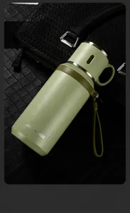 Bouteille isotherme en acier inoxydable vert tasse de voyage portable avec poignée