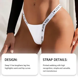 Vista dettagliata del perizoma a vita bassa con eleganti spalline elastiche stampate.