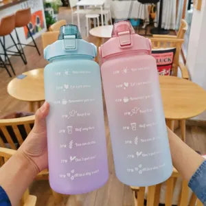 Grande capacite bouteille d'eau en plastique degrade avec couvercle sport en plein air