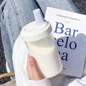 Ins style large capacity portable plastic straw cup for cold brew and fruit juice