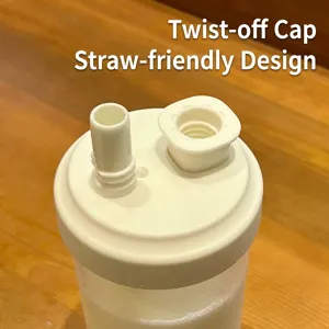 Couvercle de gobelet en plastique avec paille portable au design minimaliste rotatif