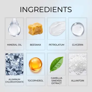 Infographie des ingrédients clés du baume sous-bras minéral et du déodorant OCEAURA