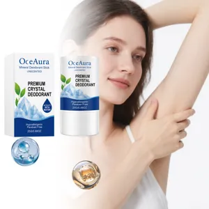 OCEAURA Bâton Déodorant Minéral Cristal Naturel Dissolvant d'Odeur d'Aisselle Sans Parfum Hypoallergénique Déodorant Corporel
