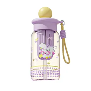 Violette tragbare Kunststoff-Wasserflasche mit Teesieb und süßem Pudel-Aufdruck