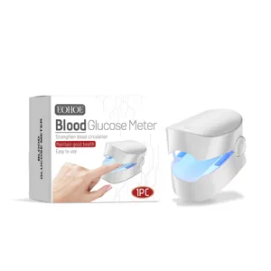 Portable white blood circulation health care meter device with blue light and packaging box.