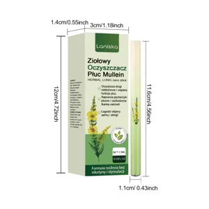 Vue détaillée du stylo de soin pulmonaire aux herbes Laniska, soin corporel portable aux plantes.