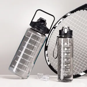 Gradient Motivations Wasserflasche Set Mit Zeitmarkierung Auslaufsicher Tragbar Sportflasche Mit Strohhalm Für Fitness Outdoor