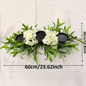 Detailed view of an artificial olive branch candlestick with dimensions of 60x30cm.