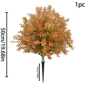 Detailed size map of autumn artificial eucalyptus stake plant, 50cm tall