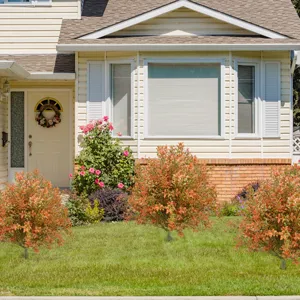 Autumn Artificial Eucalyptus Stake Tree UV Resistant Plastic Orange Fall Foliage Bush For Outdoor Garden Home Entrance Decoration