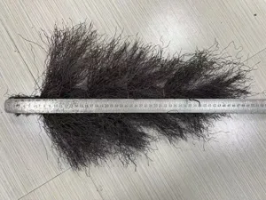 Detailed view of 52cm dark brown plastic fiber for DIY wreath and broom making