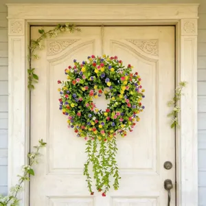 Artificial Eucalyptus Hanging Wreath Multicolor Flower Greenery Garland For Front Door Window Home Wedding Festive Party Decoration Pendant