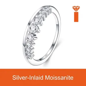 Minimalistische Kroonring S925 Sterling Zilver Moissaniet Ring Luxe Sierlijke Beloftering Voor Vrouwen Sieraden Cadeau