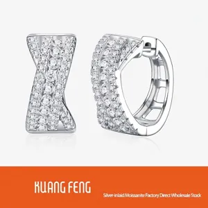 Orecchini a Bottone in Argento Sterling 925 con Moissanite per Donna Forma a X Gioielli con Certificato GRA