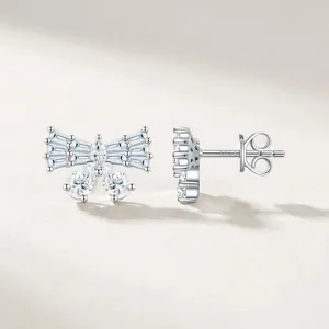 925 Sterlingsilber Birnenförmige Moissanit Schleife Ohrstecker Für Damen Mit GRA Zertifikat High-End Modeschmuck