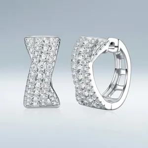 Eleganti orecchini a cerchio in argento S925 a forma di X con moissanite scintillante