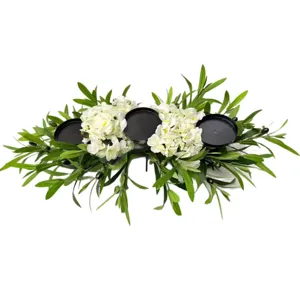 Artificial olive leaf and hydrangea candle holder centerpiece for home table decor