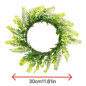 Detail view of 30cm artificial Persian leaf wreath for spring summer door decoration