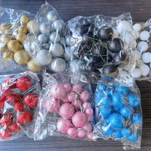 Toppers de bolas de espuma brillante, tallos de alambre para decoración de fiestas de cumpleaños.