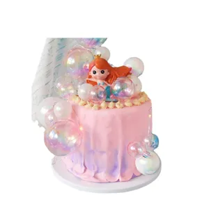 Palla trasparente iridescente topper per torta statuetta sirena per decorazione festa di compleanno