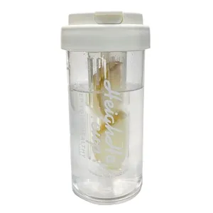 Portable transparent plastic straw water bottle with built-in tea infuser for students