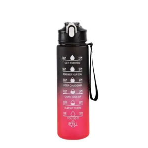 750ml frosted gradient sports water bottle with motivational time markers