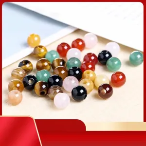 Variedad de cuentas de ágata natural de 6mm con agujero grande para joyería artesanal DIY