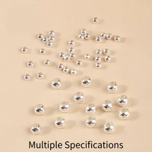 S925 Sterling Silver Round Beads Polished Loose Spacer Beads For DIY Jewelry Making Gold Silver Plated Accessories 2mm-8mm