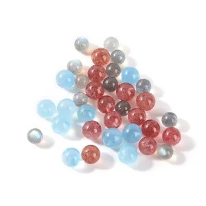 Cuentas redondas naturales de 6mm en cuarzo fresa y aguamarina para joyería DIY.