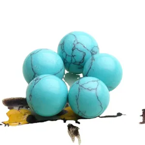Perle rotonde in pietra turchese naturale senza foro per la creazione di gioielli fai da te