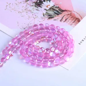 Roze 8mm matte flash steen kralen voor DIY sieraden maken met matte afwerking.
